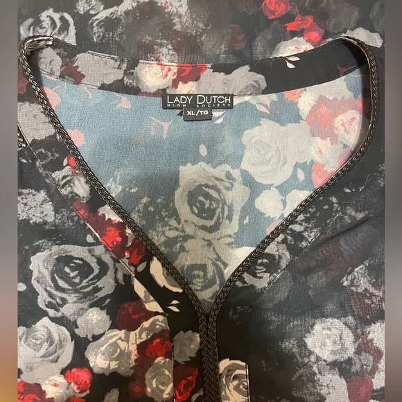 LadyDuch flower print tunic,with exclusive ornament on the shoulders & neckline - Picture 6 of 9